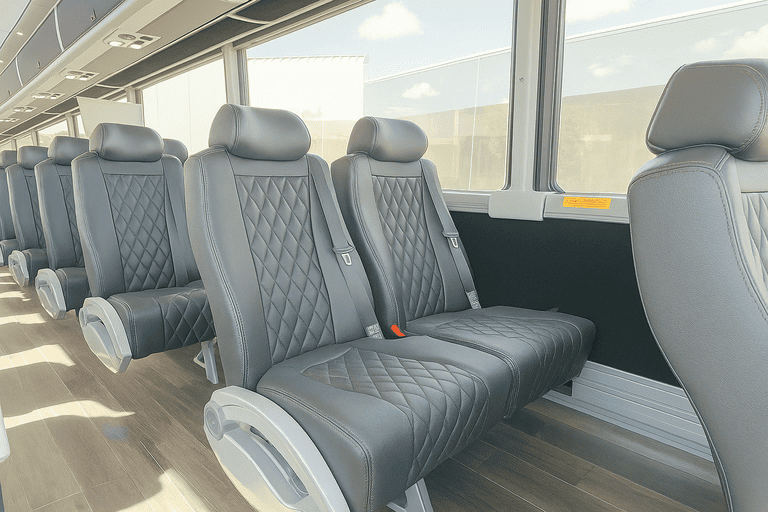 interior of Spokane Shuttle Bus Rentals charter bus